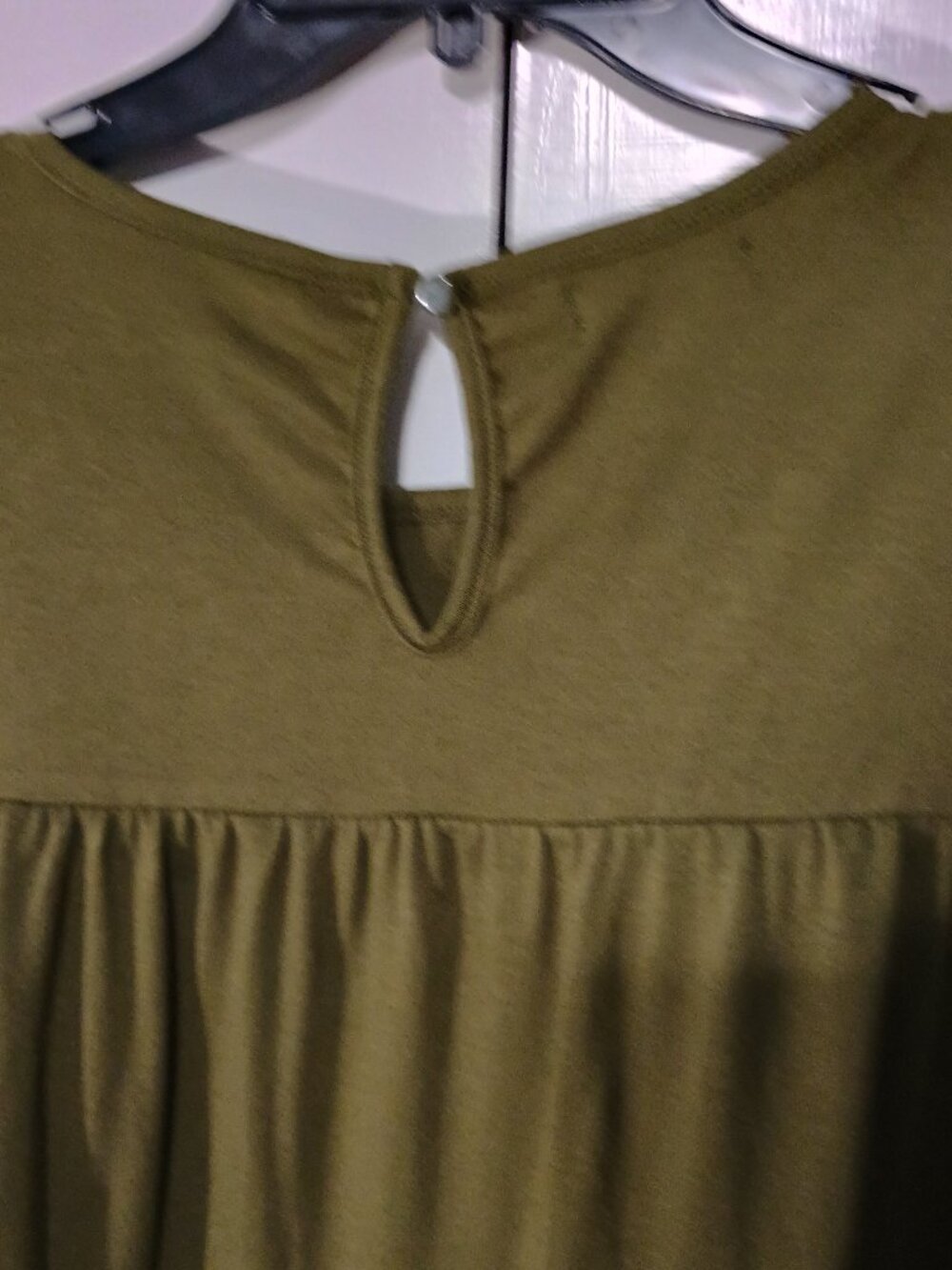 Jollycode Olive Green Ruffle Sleeve Babydoll Top Size S Tiered Peplum Flutter Sl - Picture 6 of 7